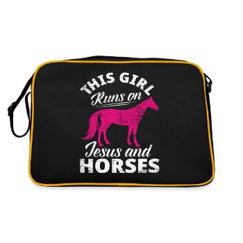 Cadeau de femme chrétienne chrétienne cheval - Sac Retro - noir/or - Dos