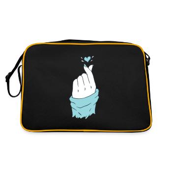 Korean heart hand two fingers forming a heart - Retro Bag - black/gold - Back