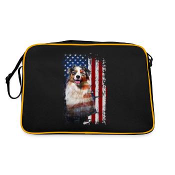 Australian Shepherd - Retro Tasche - Schwarz/Gold - Hinten