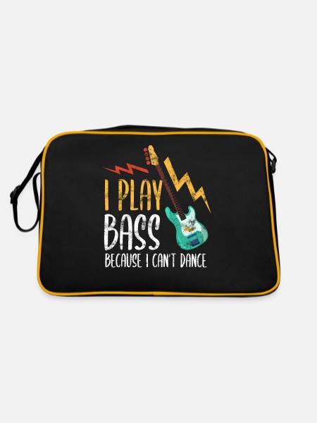 Bass Spieler Vintage - Retro Tasche - Schwarz/Gold - Hinten