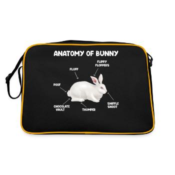 Hasen Häschen Kaninchen Ostern - Retro Tasche - Schwarz/Gold - Hinten