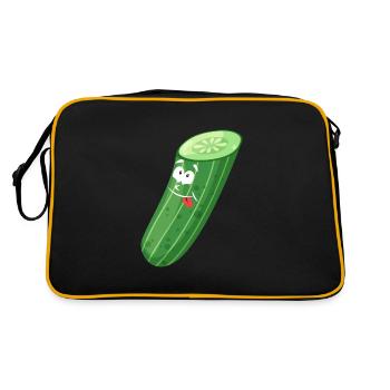 Lustige Gurke - Retro Tasche - Schwarz/Gold - Hinten