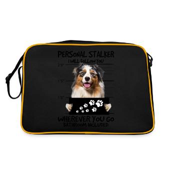 Australian Shepherd - Retro Tasche - Schwarz/Gold - Hinten