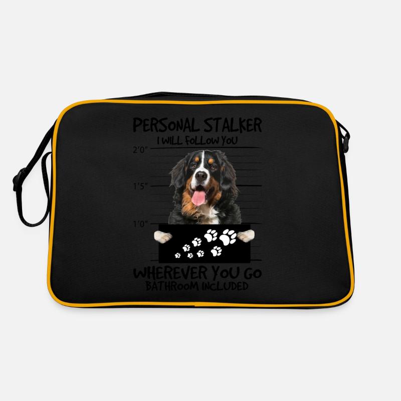 Berner Sennenhund - Retro Tasche - Schwarz/Gold
