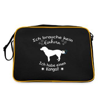 Kangal Tshirt - Kangal Hund Shirt - Retro Tasche - Schwarz/Gold - Hinten