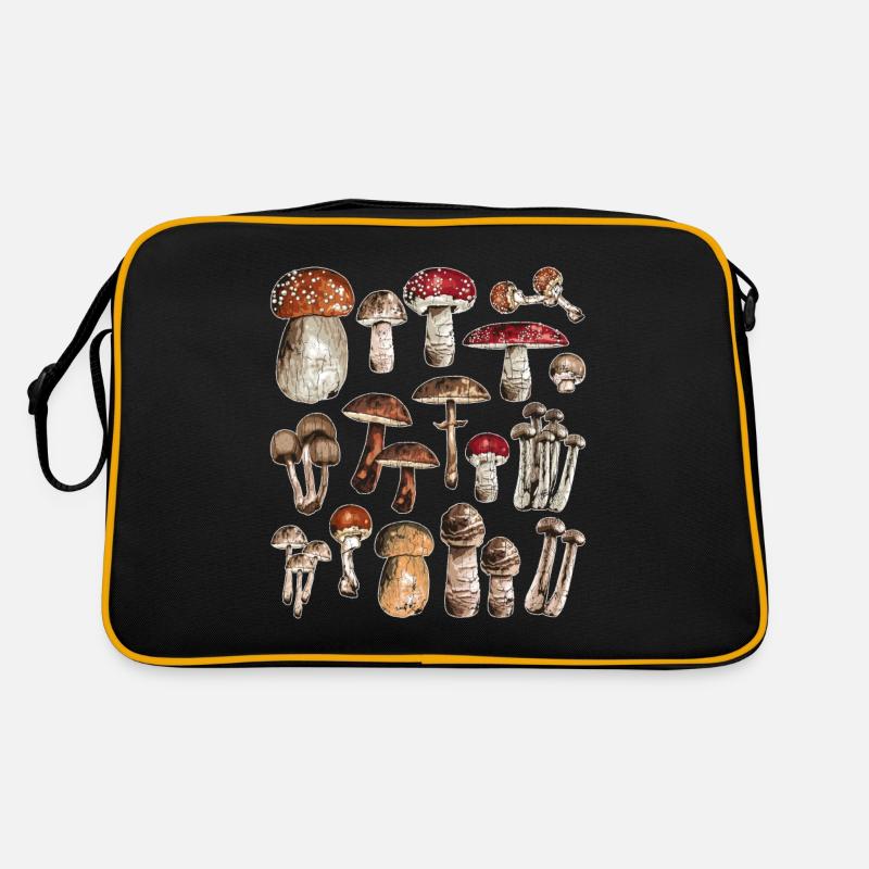 Champignons Chemise Champignons Cueilleurs Cadeau Collecte de Champignons - Sac Retro - noir/or