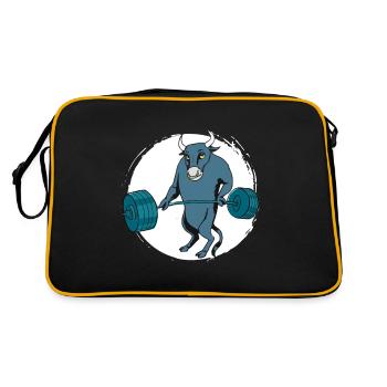 Animal Strongman Stier - Retro Tasche - Schwarz/Gold - Hinten