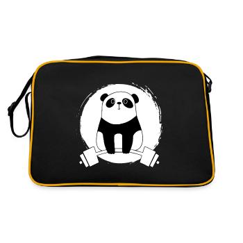 Cute Panda Deadlift Strongman - Retro Bag - black/gold - Back