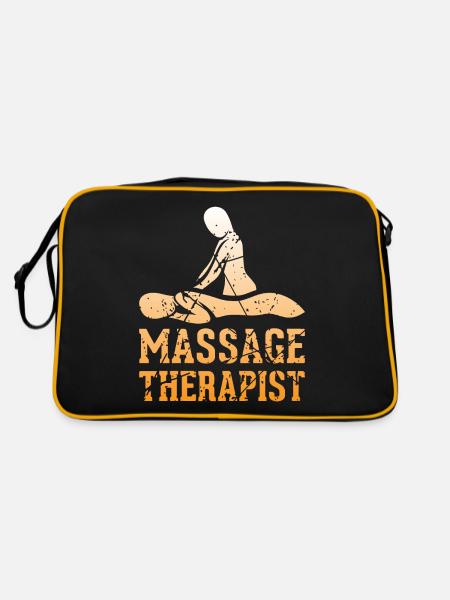 Massagetherapeutin Massagetherapie - Retro Tasche - Schwarz/Gold - Hinten