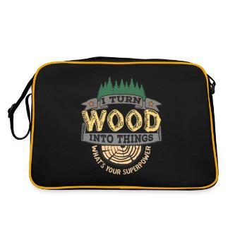 I turn wood into things your superpower - Retro Bag - black/gold - Back