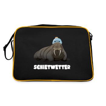 Norddeutschland & Nordsee Schietwetter Sweater - Retro Tasche - Schwarz/Gold - Hinten