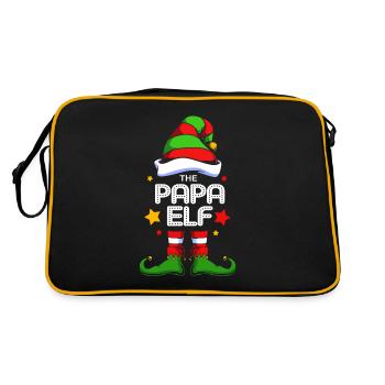 Elfe Elf Weihnachtsgeschenk Vater Papa - Retro Tasche - Schwarz/Gold - Hinten