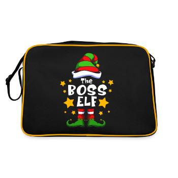 Elfe Elf Weihnachtsgeschenk Boss - Retro Tasche - Schwarz/Gold - Hinten