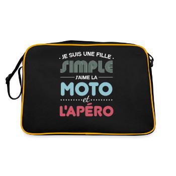 Je Suis Une Fille Simple J aime La Moto Et L apéro - Sac Retro - noir/or - Dos