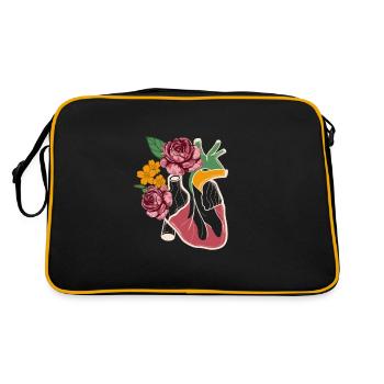 Coeur anatomique et fleurs coeur floral - Sac Retro - noir/or - Dos