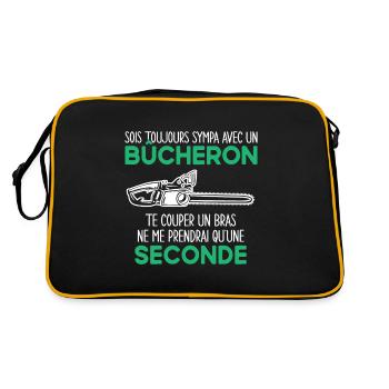 Bûcheron Tronçonneuse Humour Cadeau - Sac Retro - noir/or - Dos