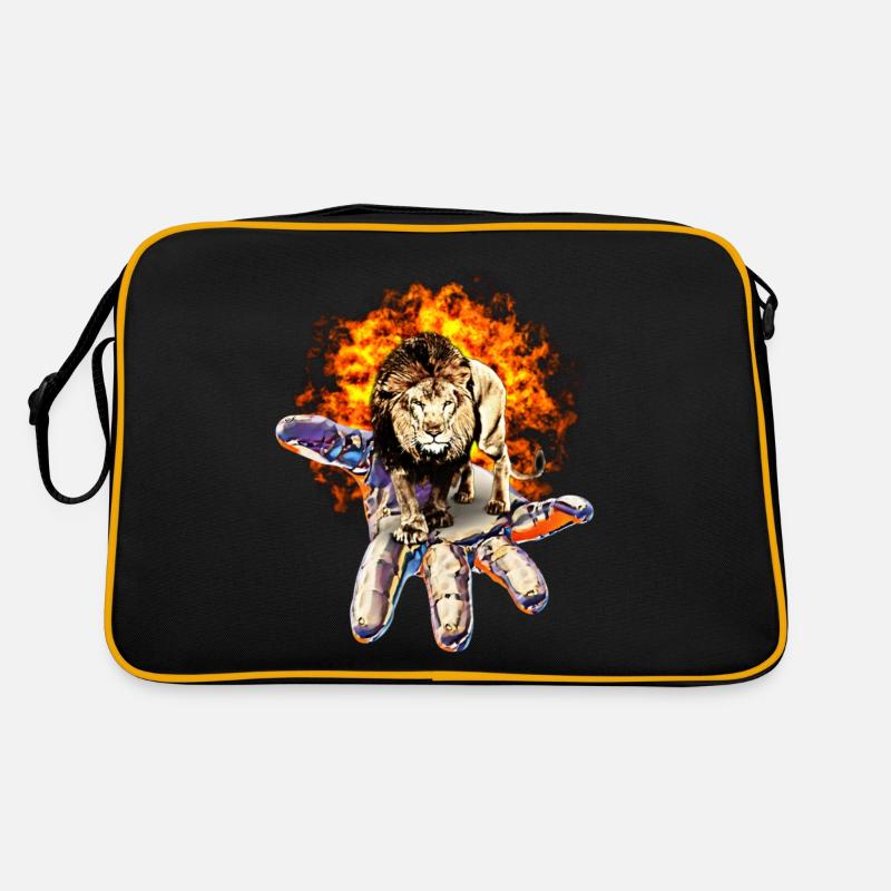 Löwe - Retro Tasche - Schwarz/Gold