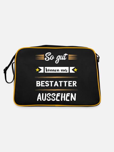 Lustige Bestatter Friedhof Bestattung Geschenke - Retro Tasche - Schwarz/Gold - Hinten