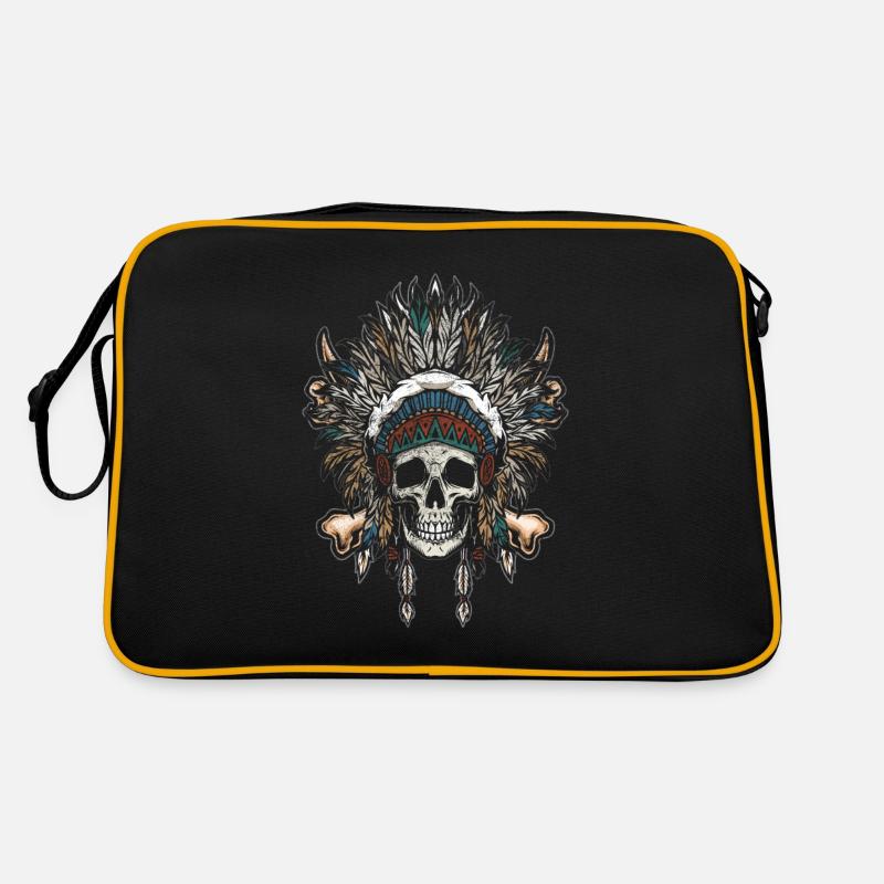 Native American Chief Skull Skeleton Story Retro Bag