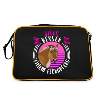 Fjord horse Fjordi gift idea Fjord pony - Retro Bag - black/gold - Back