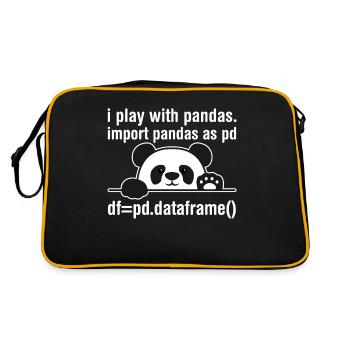 Python programmer IT nerd panda programming - Retro Bag - black/gold - Back