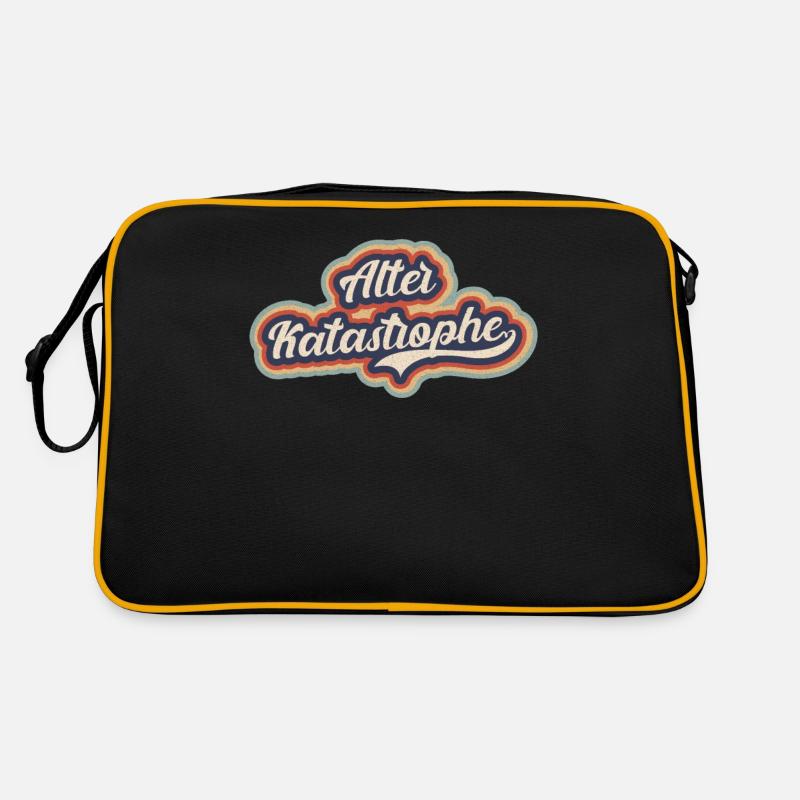 Alter Katastrophe - lustiger Spruch vintage retro - Retro Tasche - Schwarz/Gold