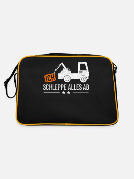 Abschlepper Abschleppwagen Geschenkidee - Retro Tasche - Schwarz/Gold - Hinten