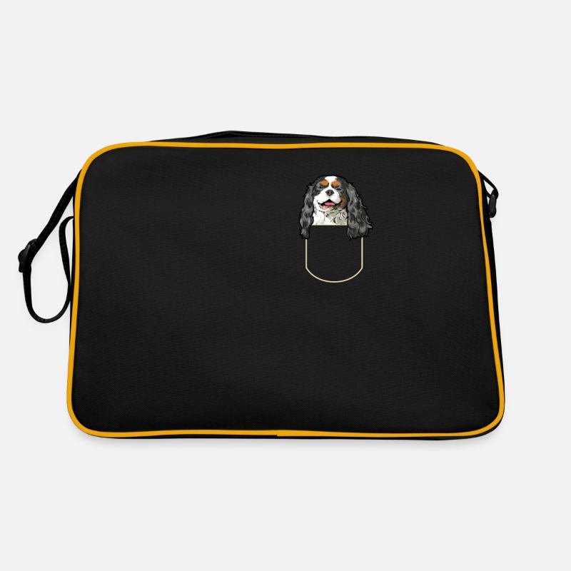 Cavalier King Charles Spaniel Idée cadeau - Sac Retro - noir/or
