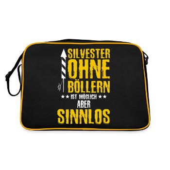 Böllern Feuerwerk Silvester Pyrotechnik Geschenk - Retro Tasche - Schwarz/Gold - Hinten