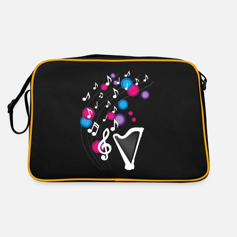 Conception de notes de musique de harpe pour musiciens de harpe - Sac Retro - noir/or