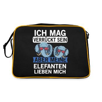 Elefanten Elefant - Retro Tasche - Schwarz/Gold - Hinten