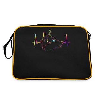 EKG d'art de ligne de chien de bétail australien coloré - Sac Retro - noir/or - Dos