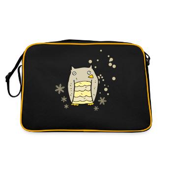 Herzige Eule mit Schneeflocken - Retro Tasche - Schwarz/Gold - Hinten