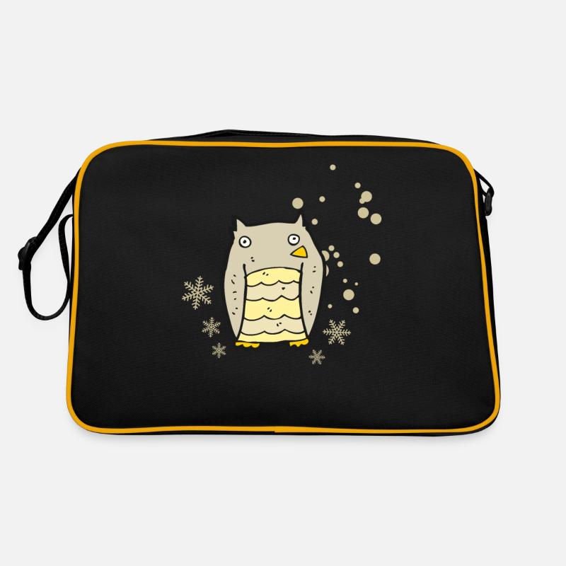 Herzige Eule mit Schneeflocken Retro Tasche
