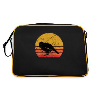 Retro Sonne Kakapo Papagei Geschenk - Retro Tasche - Schwarz/Gold - Hinten