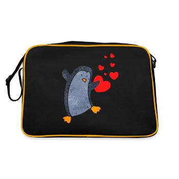 Pingouin mignon avec coeur célèbre l'amour - Sac Retro - noir/or - Dos