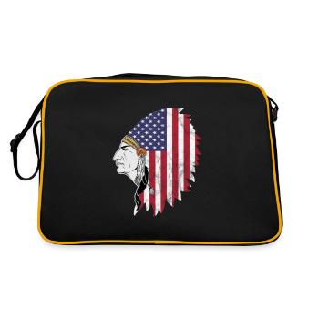 Apache Indigenous Tribal Leader Native American - Retro Tasche - Schwarz/Gold - Hinten