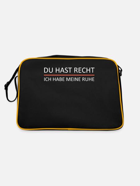 Du hast Recht ich habe meine Ruhe - Retro Tasche - Schwarz/Gold - Hinten