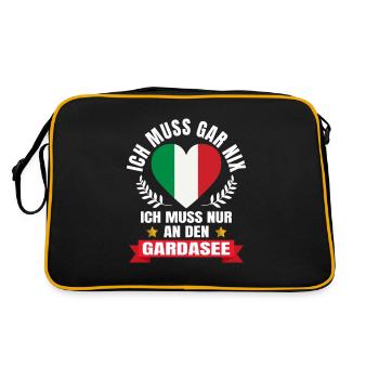 Gardasee Muss gar nix Italien Urlaub Geschenk - Retro Tasche - Schwarz/Gold - Hinten