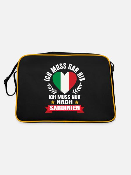 Sardinien Muss gar nix Italien Urlaub Geschenk - Retro Tasche - Schwarz/Gold - Hinten