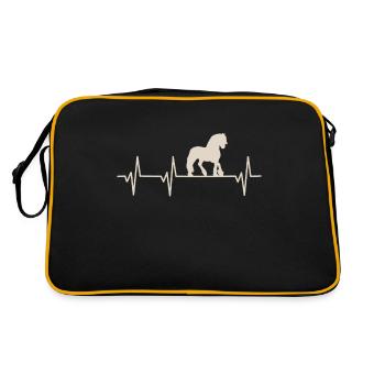 Battements de cœur de cheval frison pour les amateurs de chevaux - Sac Retro - noir/or - Dos