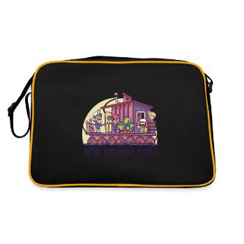 We're Houseboat People We Are Schwimmendes Haus - Retro Tasche - Schwarz/Gold - Hinten
