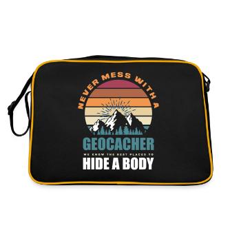 Funny Geocacher Geocache Geocaching Gift - Retro Bag - black/gold - Back