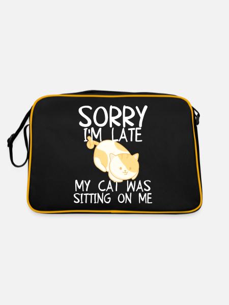 Sorry I'm Late My Cat Was Sitting on Me - Retro Bag - black/gold - Back