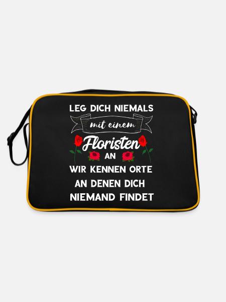 Florist Floristik Blumenhändler Floristen Geschenk - Retro Tasche - Schwarz/Gold