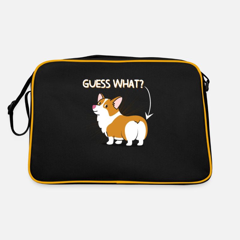 Corgi Butt - Retro Bag - black/gold