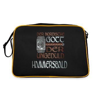 Wikinger Nordische Gott der Ungeduld Hammersbald - Retro Tasche - Schwarz/Gold - Hinten