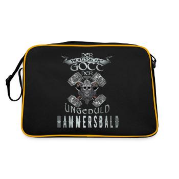 Wikinger Nordische Gott der Ungeduld Hammersbald - Retro Tasche - Schwarz/Gold - Hinten