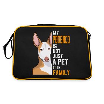 Podenco Hund Geschenk Familie - Retro Tasche - Schwarz/Gold - Hinten