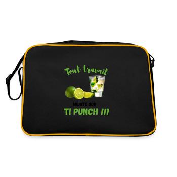 T.Shirt apéritif Tout travail mérite son TI PUNCH - Sac Retro - noir/or - Dos